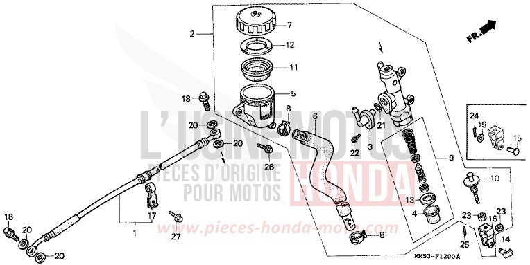 HAUPTBREMSE, HINTEN ZYLINDER von CB1300 Super Bold'or ABS PEARL CRYSTAL WHITE (NH193H) von 1987